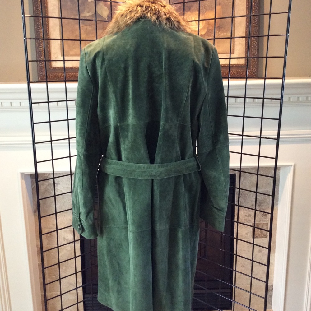 Suede/green trench style coat - Picture 6 of 8